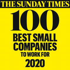 The Sunday Times 100 Best Small Companies to Work for Award 2020.